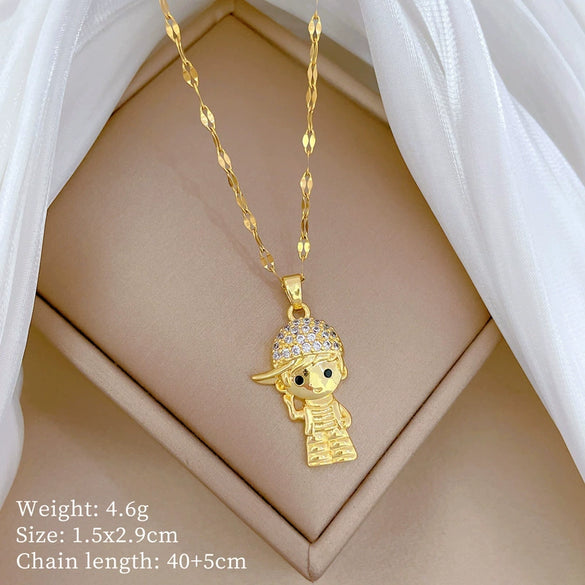 Wholesale Light Luxury Style Geometric Stainless Steel And Copper Necklace For Unisex