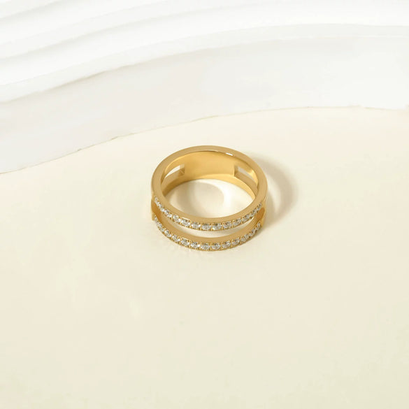 Wholesale Light Luxury Style Geometric Stainless Steel Electroplated Women's Ring