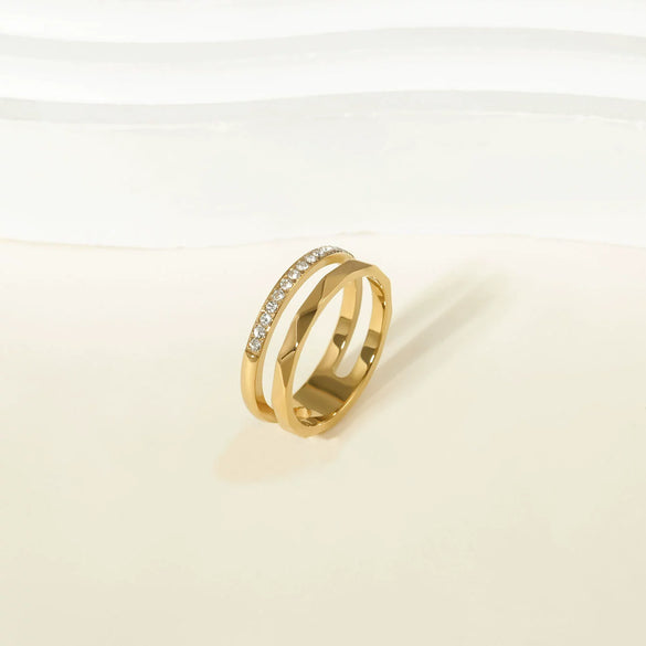 Wholesale Light Luxury Style Geometric Stainless Steel Electroplated Women's Ring