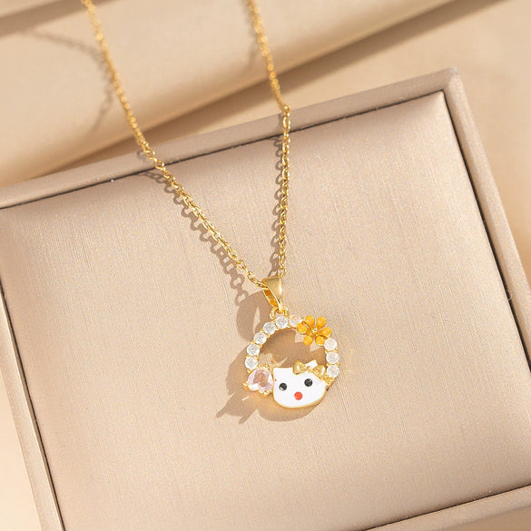 Wholesale Light Luxury Style Geometric Wave Pattern 18K Gold Plated Copper Pendant O Word Chain Necklace For Women