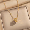 Wholesale Light Luxury Style Geometric Wave Pattern 18K Gold Plated Copper Pendant O Word Chain Necklace For Women