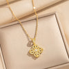 Wholesale Light Luxury Style Geometric Wave Pattern 18K Gold Plated Copper Pendant O Word Chain Necklace For Women