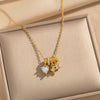 Wholesale Light Luxury Style Geometric Wave Pattern 18K Gold Plated Copper Pendant O Word Chain Necklace For Women