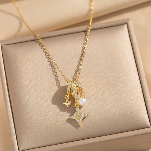 Wholesale Light Luxury Style Geometric Wave Pattern 18K Gold Plated Copper Pendant O Word Chain Necklace For Women