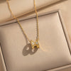 Wholesale Light Luxury Style Geometric Wave Pattern 18K Gold Plated Copper Pendant O Word Chain Necklace For Women