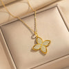 Wholesale Light Luxury Style Geometric Wave Pattern 18K Gold Plated Copper Pendant O Word Chain Necklace For Women