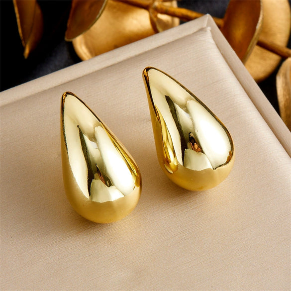 Wholesale Light Luxury Style Gold Plated Stainless Steel Earrings Necklace Bracelet Suit With Love Water Drops Bells Pattern And Electroplating Treatment