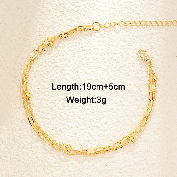 Wholesale Light Luxury Style Heart Geometric Zircon Inlaid Copper Plated Real Gold Women's Bracelet