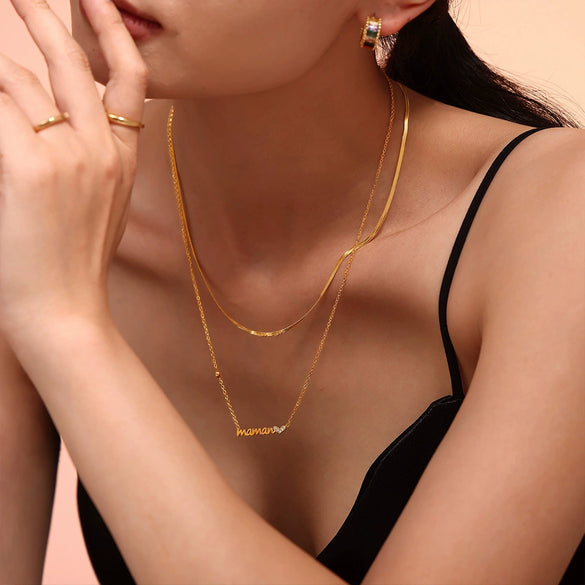Wholesale Light Luxury Style Heart Shaped Zircon Stainless Steel Electroplated Necklace