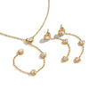 Wholesale Light Luxury Style Heart Water Drop Bell Pattern Zircon Titanium Steel Electroplated Earrings And O Word Chain Necklace Set For Women