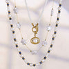 Wholesale Light Luxury Style Imitation Pearl Beaded Ot Clasp Necklace For Women Stainless Steel 18K Gold Plated