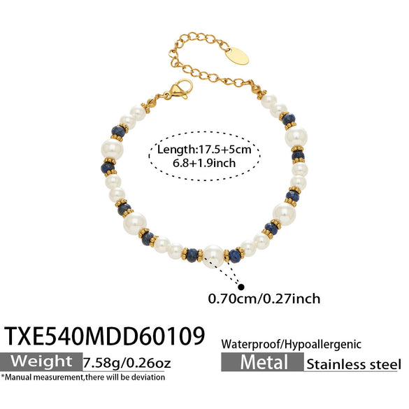 Wholesale Light Luxury Style Imitation Pearl Beaded Ot Clasp Necklace For Women Stainless Steel 18K Gold Plated