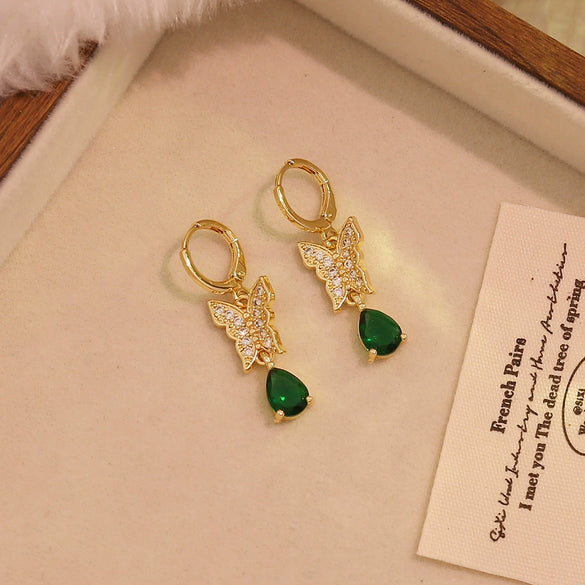 Wholesale Light Luxury Style Insect Pattern Zircon Inlaid Environmentally Friendly Copper Earrings For Women