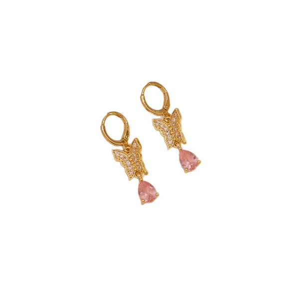 Wholesale Light Luxury Style Insect Pattern Zircon Inlaid Environmentally Friendly Copper Earrings For Women