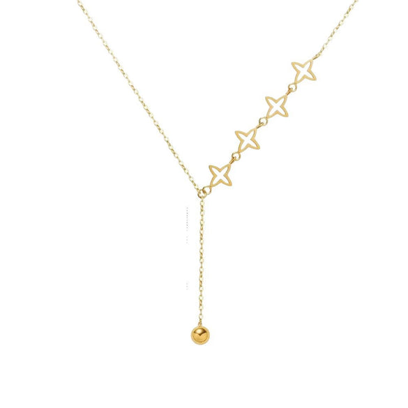 Wholesale Light Luxury Style 18K Gold Plated Stainless Steel And Titanium Steel Starburst Pendant Clavicle Necklace For Women