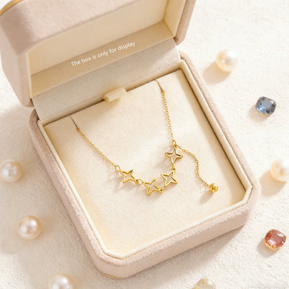 Wholesale Light Luxury Style 18K Gold Plated Stainless Steel And Titanium Steel Starburst Pendant Clavicle Necklace For Women