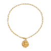 Wholesale Light Luxury Style 18K Real Gold Plated Sunflower Pendant Necklace With Paper Clip Chain For Women
