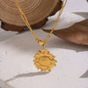 Wholesale Light Luxury Style 18K Real Gold Plated Sunflower Pendant Necklace With Paper Clip Chain For Women