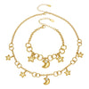 Wholesale Light Luxury Style Moon Star Zircon Pendant Necklace And Bracelet Set Made Of Stainless Steel With Electroplating For Women