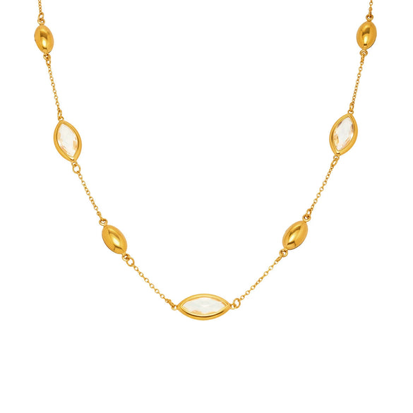 Wholesale Light Luxury Style Multifaceted Translucent Glass Clavicle Necklace With 316L Stainless Steel And 316L Stainless Steel Geometric Shape Electroplated For Women