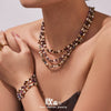 Wholesale Light Luxury Style Natural Stone And Pearl Necklace And Bracelet Set For Women Made Of Stainless Steel With Electroplating