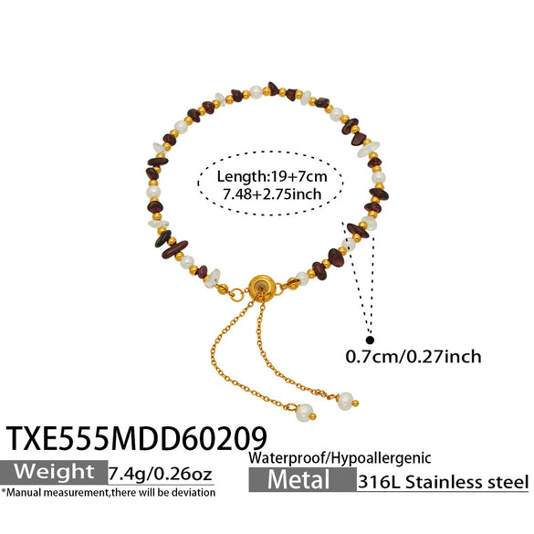 Wholesale Light Luxury Style Natural Stone And Pearl Necklace And Bracelet Set For Women Made Of Stainless Steel With Electroplating