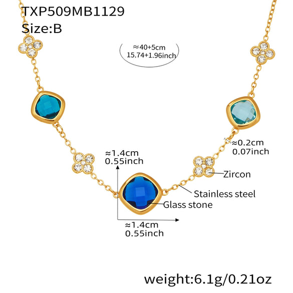 Wholesale Light Luxury Style Stainless Steel And Zircon Electroplated Jewelry Set With Four Leaf Flower Inlaid Design For Women Including Bracelet Necklace And Earrings