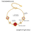 Wholesale Light Luxury Style Stainless Steel And Zircon Electroplated Jewelry Set With Four Leaf Flower Inlaid Design For Women Including Bracelet Necklace And Earrings