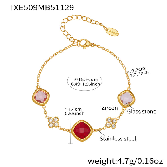Wholesale Light Luxury Style Stainless Steel And Zircon Electroplated Jewelry Set With Four Leaf Flower Inlaid Design For Women Including Bracelet Necklace And Earrings