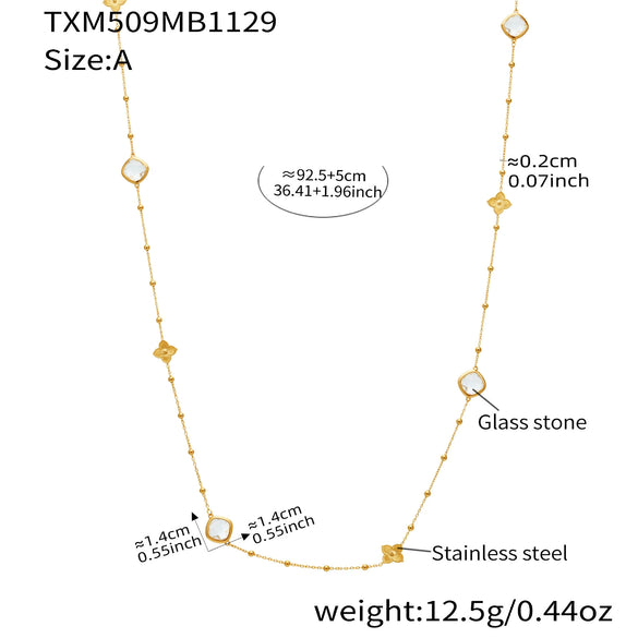 Wholesale Light Luxury Style Stainless Steel And Zircon Electroplated Jewelry Set With Four Leaf Flower Inlaid Design For Women Including Bracelet Necklace And Earrings