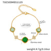 Wholesale Light Luxury Style Stainless Steel And Zircon Electroplated Jewelry Set With Four Leaf Flower Inlaid Design For Women Including Bracelet Necklace And Earrings