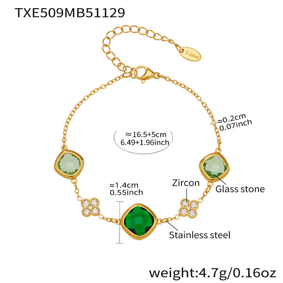 Wholesale Light Luxury Style Stainless Steel And Zircon Electroplated Jewelry Set With Four Leaf Flower Inlaid Design For Women Including Bracelet Necklace And Earrings