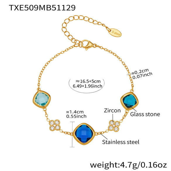 Wholesale Light Luxury Style Stainless Steel And Zircon Electroplated Jewelry Set With Four Leaf Flower Inlaid Design For Women Including Bracelet Necklace And Earrings