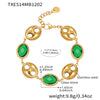 Wholesale Light Luxury Style Stainless Steel And Zircon Electroplated Pig Nose Edge Glass Stone Bracelet And Necklace Set For Women