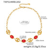 Wholesale Light Luxury Style Stainless Steel And Zircon Electroplated Pig Nose Edge Glass Stone Bracelet And Necklace Set For Women
