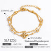 Wholesale Light Luxury Style Stainless Steel Bracelet With Geometric Leaf And Drop Shape Patterns 18K Gold Plated Electroplated