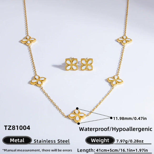 Wholesale Light Luxury Style Stainless Steel Bracelet With Geometric Leaf And Drop Shape Patterns 18K Gold Plated Electroplated