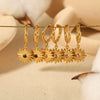 Wholesale Light Luxury Style Stainless Steel Earrings Inlaid With Zircon And Flower Pattern Electroplating Process