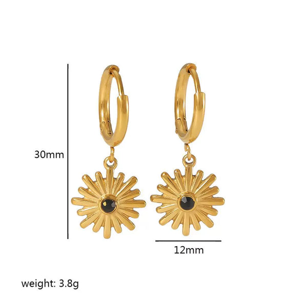 Wholesale Light Luxury Style Stainless Steel Earrings Inlaid With Zircon And Flower Pattern Electroplating Process