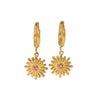 Wholesale Light Luxury Style Stainless Steel Earrings Inlaid With Zircon And Flower Pattern Electroplating Process