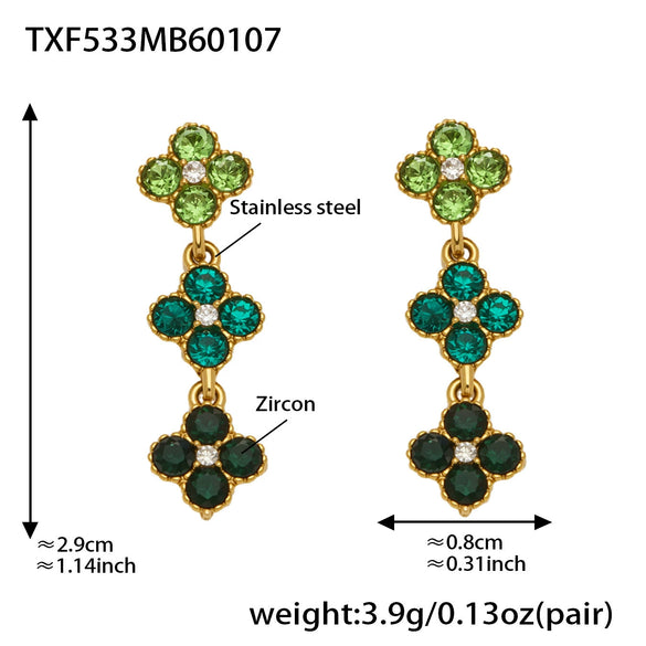 Wholesale Light Luxury Style Stainless Steel Electroplated Fourleaf Flower Jewelry Set For Women Including Necklace Bracelet Ring And Earrings