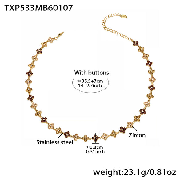 Wholesale Light Luxury Style Stainless Steel Electroplated Fourleaf Flower Jewelry Set For Women Including Necklace Bracelet Ring And Earrings