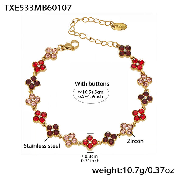 Wholesale Light Luxury Style Stainless Steel Electroplated Fourleaf Flower Jewelry Set For Women Including Necklace Bracelet Ring And Earrings