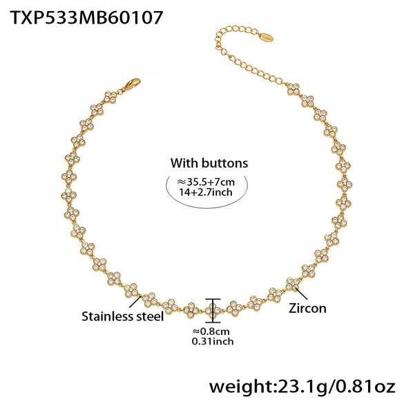 Wholesale Light Luxury Style Stainless Steel Electroplated Fourleaf Flower Jewelry Set For Women Including Necklace Bracelet Ring And Earrings