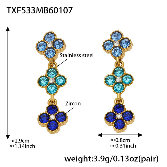 Wholesale Light Luxury Style Stainless Steel Electroplated Fourleaf Flower Jewelry Set For Women Including Necklace Bracelet Ring And Earrings