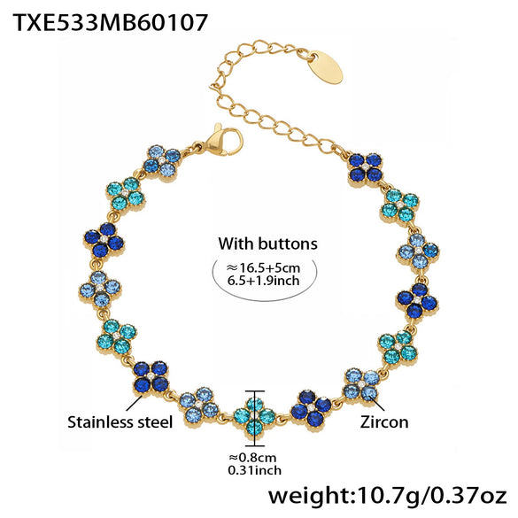 Wholesale Light Luxury Style Stainless Steel Electroplated Fourleaf Flower Jewelry Set For Women Including Necklace Bracelet Ring And Earrings