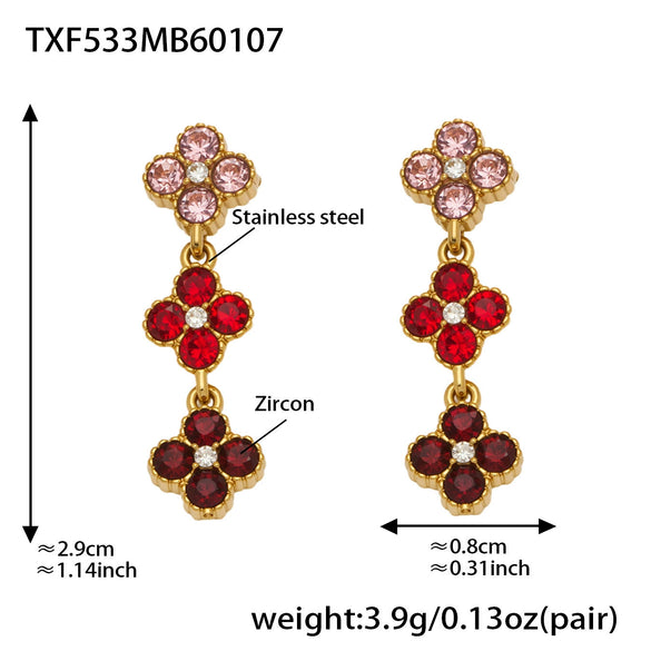 Wholesale Light Luxury Style Stainless Steel Electroplated Fourleaf Flower Jewelry Set For Women Including Necklace Bracelet Ring And Earrings