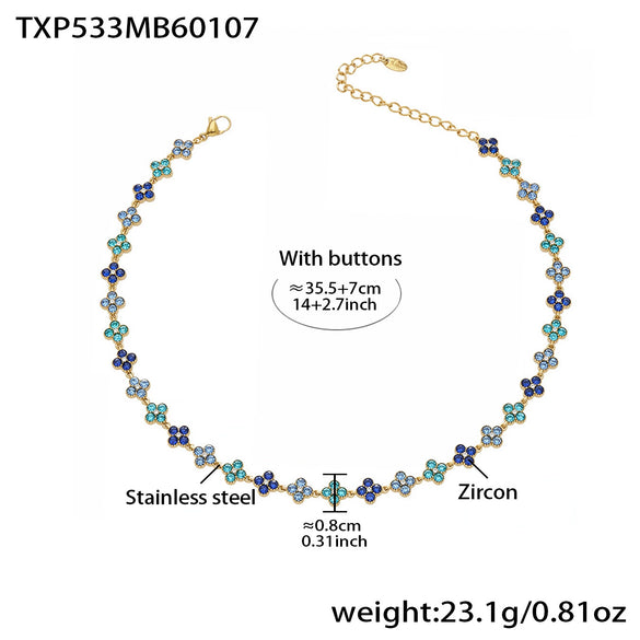Wholesale Light Luxury Style Stainless Steel Electroplated Fourleaf Flower Jewelry Set For Women Including Necklace Bracelet Ring And Earrings