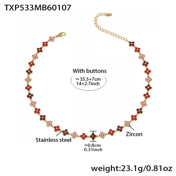 Wholesale Light Luxury Style Stainless Steel Electroplated Fourleaf Flower Jewelry Set For Women Including Necklace Bracelet Ring And Earrings