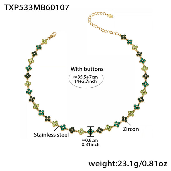 Wholesale Light Luxury Style Stainless Steel Electroplated Fourleaf Flower Jewelry Set For Women Including Necklace Bracelet Ring And Earrings